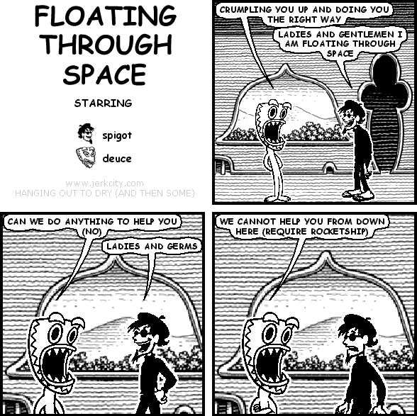 floating through space