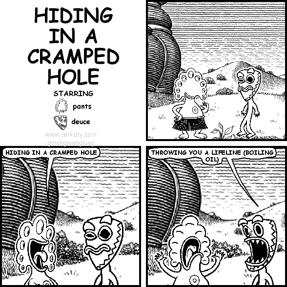 hiding in a cramped hole